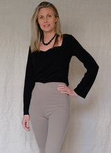 Load image into Gallery viewer, Sample - Greta long sleeve sweetheart top, Coal