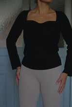 Load image into Gallery viewer, Sample - Greta long sleeve sweetheart top, Coal