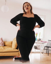 Load image into Gallery viewer, Sample - Greta long sleeve sweetheart top, Coal