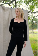 Load image into Gallery viewer, Sample - Greta long sleeve sweetheart top, Coal