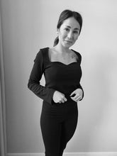 Load image into Gallery viewer, Sample - Greta long sleeve sweetheart top, Coal