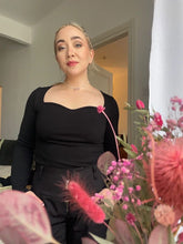 Load image into Gallery viewer, Sample - Greta long sleeve sweetheart top, Coal