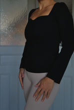 Load image into Gallery viewer, Sample - Greta long sleeve sweetheart top, Coal
